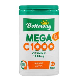 Show details for BETTAWAY MEGA C 1000 TABLETS - 60's Picture of BETTAWAY MEGA C 1000 TABLETS - 60's